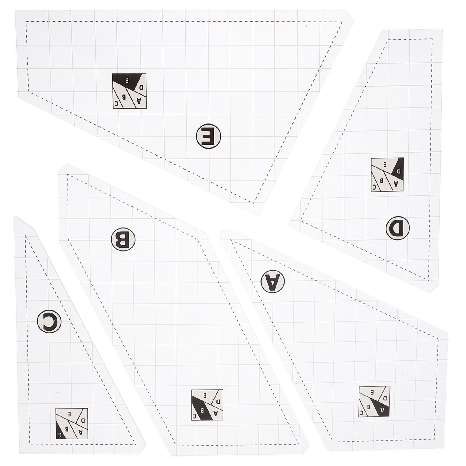 Sewing Gauge Ruler - 5個入り キルティングテンプレートセット アクリル製 パッチワーク定規 精密縫製キルト定規 DIYクラフト