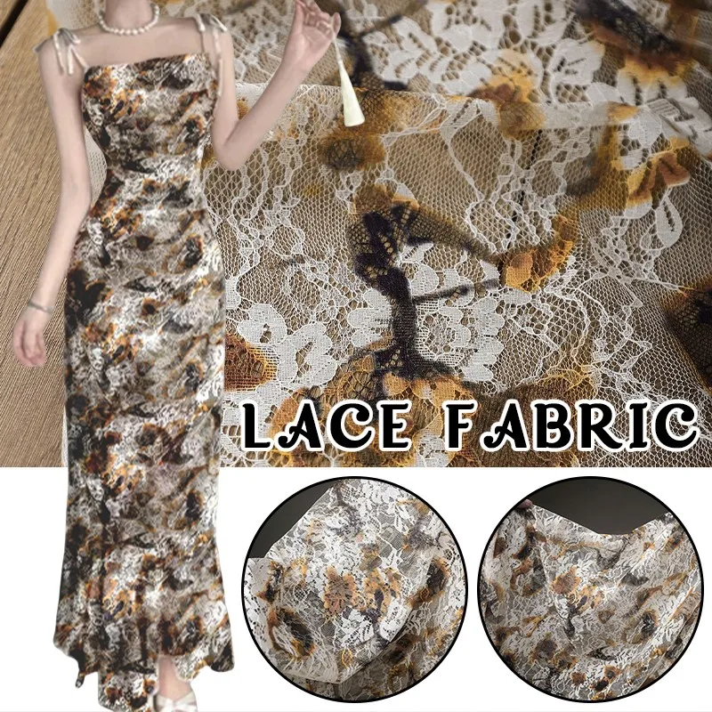 Sewing Batik Fabric - 50 センチメートルレトロフレンチレースプリント綿生地ウェディングドレスカーディガンカーテン Diy の縫製プロジェクト手作り衣料品素材