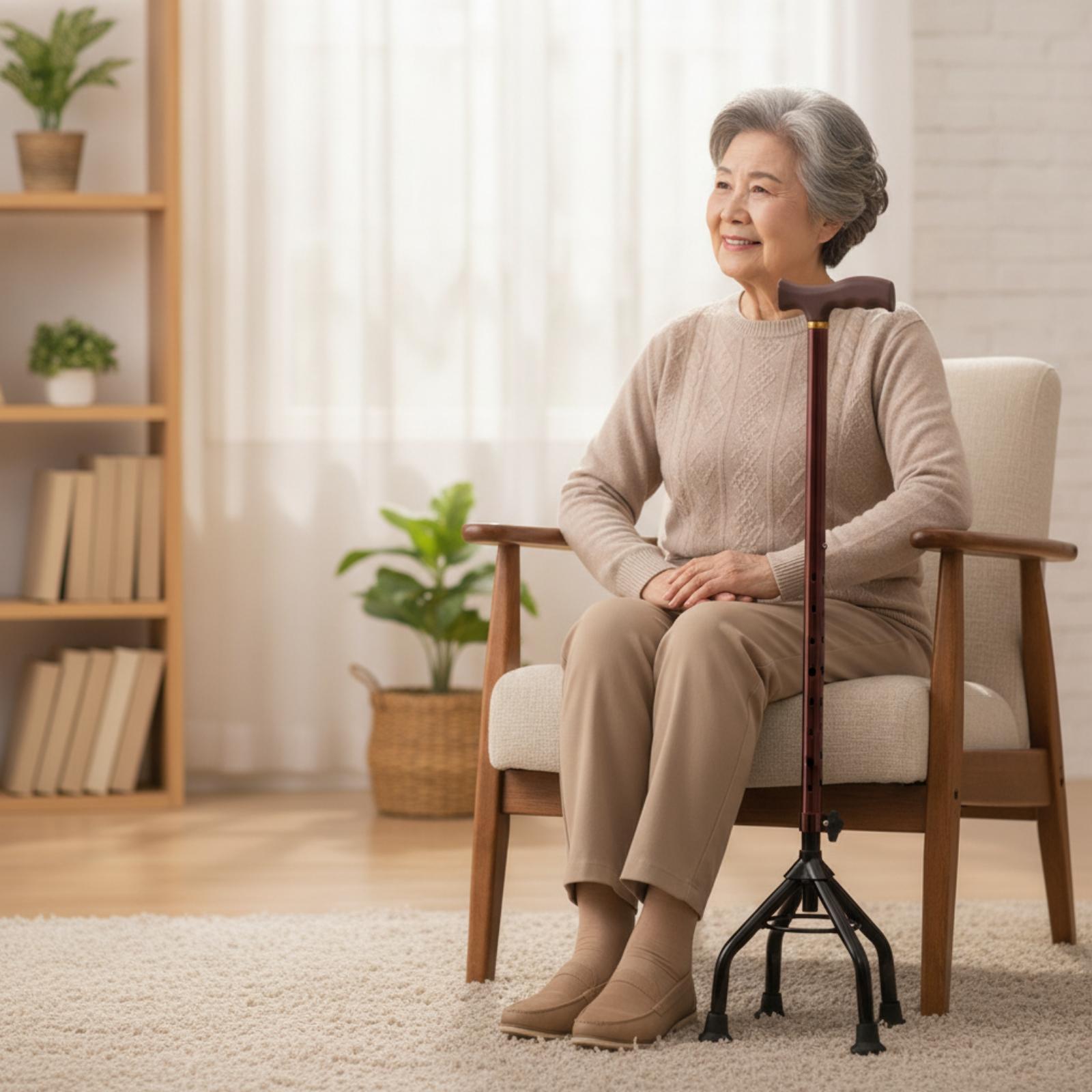 高齢者向けの、人間工学に基づいた調整可能な杖。滑り止め加工の - Gripper Foot Walking のレビューと価格