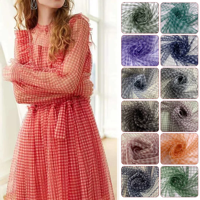 90 × 150 センチメートルチェックメッシュ生地透明ドレ - Sewing Batik Fabric のレビューと価格