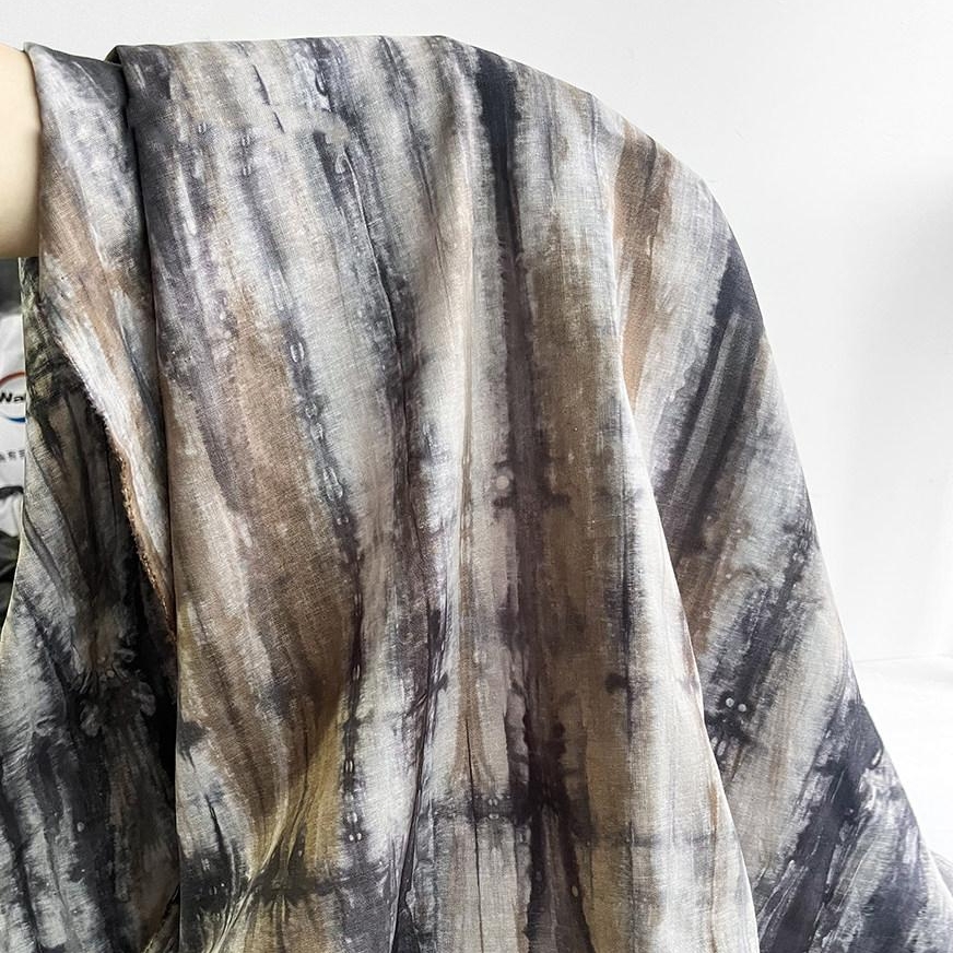 パープルブラウンエスニックタイダイポリエステル生地ヴィンテー - Sewing Batik Fabric のレビューと価格